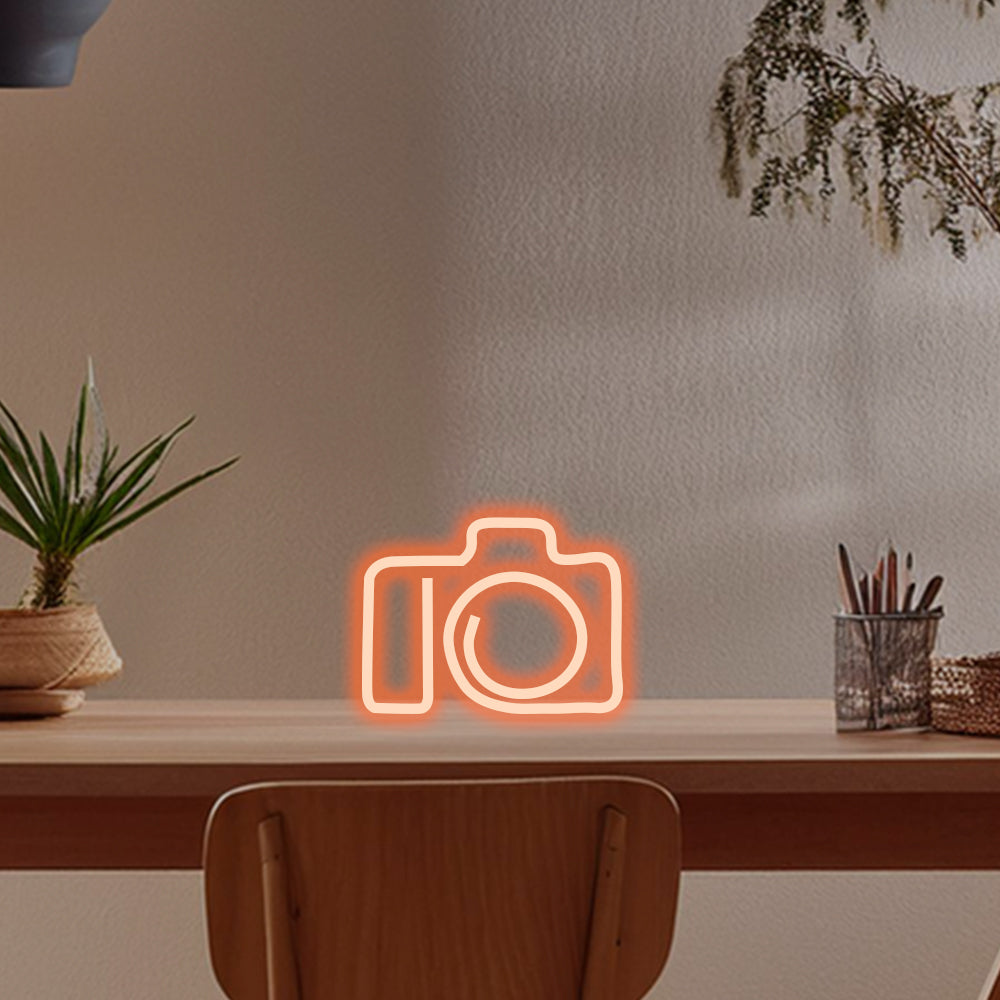 Camera LED Desktop Neon Sign  - Planet Neon Made in London Neon Signs
