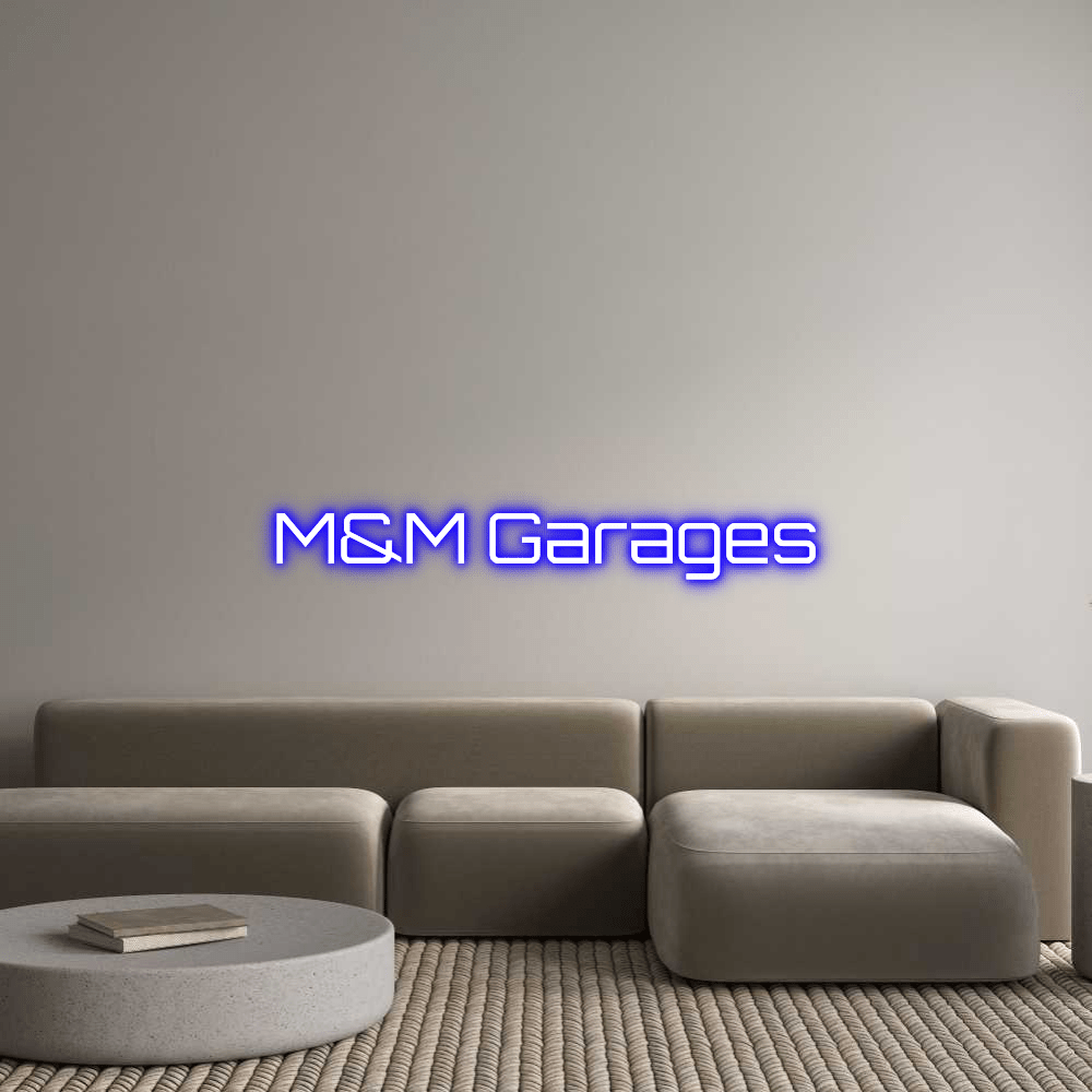 Aangepaste neonreclame online editor M&M Garages - Planet Neon